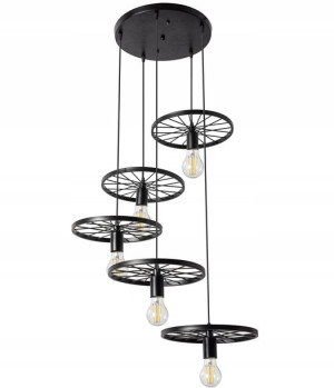 Lampa Sufitowa Czarna Żyrandol Loft Industrial