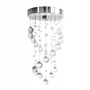 Lampa Kryształowa Sufitowa Plafon Chrom Srebrny