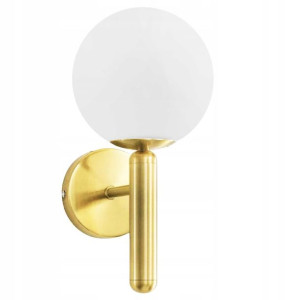 Lampa Kinkiet Ścienny Złoty Mleczna Kula Gold