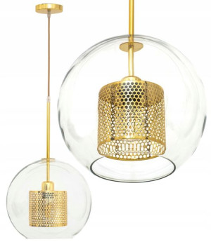 Lampa Wisząca Sufitowa Szklana Złota Loft 30cm