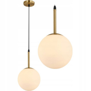 Lampa Wisząca Sufitowa Szklana Biała Mleczna Gold