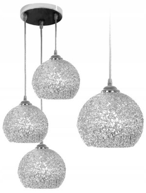 Lampa Wisząca Srebrna Chrom Kule Glamour