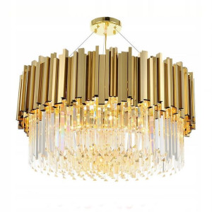 Lampa Kryształowa Sufitowa Plafon Chrom Kryształ