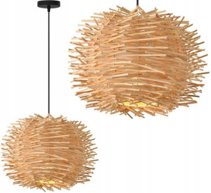 Lampa Wisząca Naturalna Boho Bambusowa Pleciona