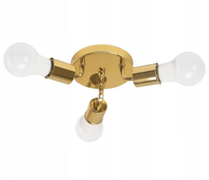Lampa Sufitowa Plafon Potrójna Metalowa Gold 3