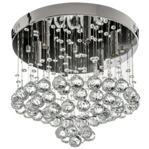 Lampa Kryształowa Sufitowa Plafon Chrom Kryształ