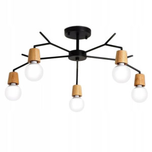 Lampa Sufitowa Wisząca Skandynawska Loft Drewno 5
