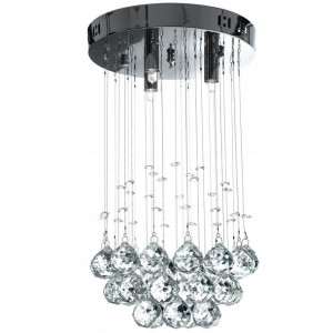 Lampa Kryształowa Sufitowa Plafon Chrom Srebrny