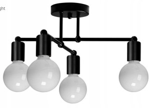 Lampa Sufitowa Wisząca Czarna Poczwórna Loft