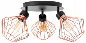Lampa Potrójna Metalowa Loft Plafon Czarna Rose