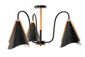 Lampa Sufitowa Skandynawska Czarna 3 Ramiona Metal