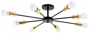 Lampa Sufitowa Żyrandol Plafon Pająk 8 Złota E27