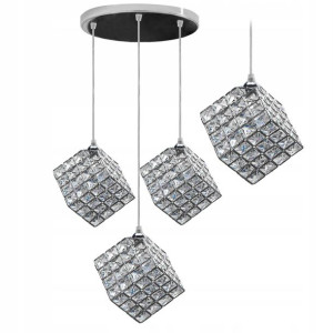 Lampa Sufitowa Okrągła Kryształ Kostka Szklana 3