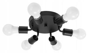 Lampa Sufitowa Plafon Reflektor Metal Round Black
