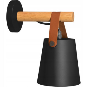 Lampa Kinkiet Ścienny Metalowy Z Paskiem Czarny