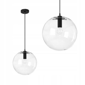 Lampa Wisząca Szklana Kula Black Czarna Lassi 20cm
