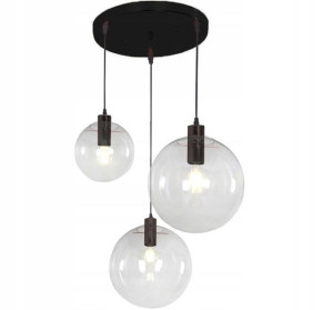 Lampa Wisząca Szklana Kula Black Czarna Lassi 3szt