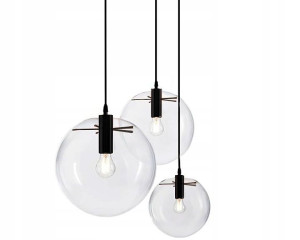 Lampa Wisząca Szklana Kula Black Czarna Lassi 20cm