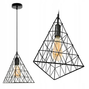 Lampa Sufitowa Wisząca W Stylu Loft Czarna Trójkąt