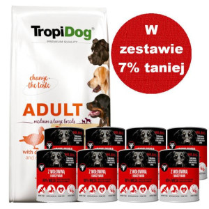 TROPIDOG Premium adult medium & large breed kaczka z ryżem 12kg + Mr.BIG ka
