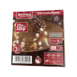 Świąteczne Łańcuch LAMPKI 20LED Płatki śniegu