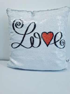 Hit! Poszewka Dekoracyjna Cekiny 40x40 Love Biala