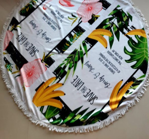 Ręcznik Plażowy Kąpielowy Okrągły Banany Kwiaty Flamingi 150cm
