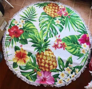 Ręcznik Plażowy Kąpielowy Okrągły 150cm Boho Mandala Ananasy