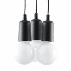 Lampa Wisząca Bez Klosza Sufitowa Diego 3 Czarna