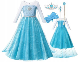 Elsa Frozen 6w1 Mega Zestaw Kostium Strój 110-116