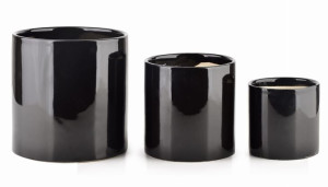 Nowoczesny Czarny Zestaw 3 doniczek ceramicznych