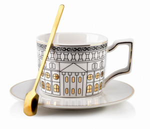 Porcelanowa Filiżanka ze spodkiem 220ml z łyżeczką na prezent