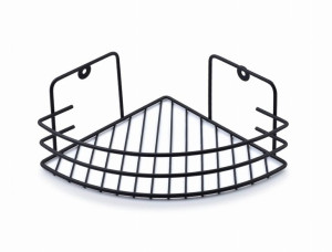 Czarna Półka Pod prysznic wisząca Narożna 10cm stal koszyk