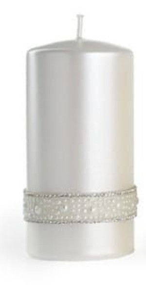 Świeca CRYSTAL OPAL walec duży 7x18cm b biała