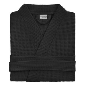 Czarny Szlafrok Bawełniany Kimono GOFER S/M