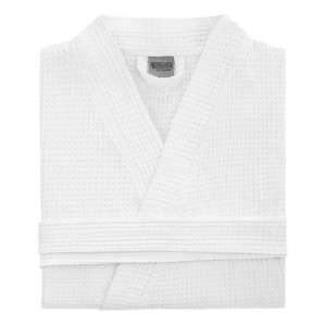 Biały Szlafrok Hotelowy Kimono GOFER L/XL