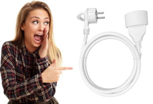 Przedłużacz Pojedyńczy Płaska Wtyczka Kabel 1,5m