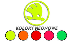 Wycinana naklejka SKODA logo kolory neonowe