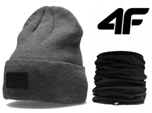 4f Komin + Czapka Zimowa 4f Cau001 Grey + Banu300