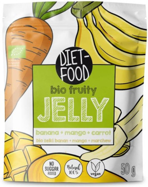 Żelki owocowe Banan Mango Marchew BIO - Bez Cukru Wegańskie 50 g - Diet Foo