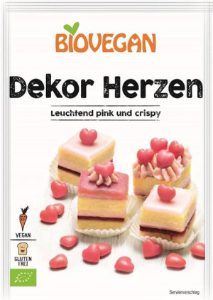 Posypka Dekoracyjna Czerwone Serca Bezglutenowa  35 g - Bio Vegan