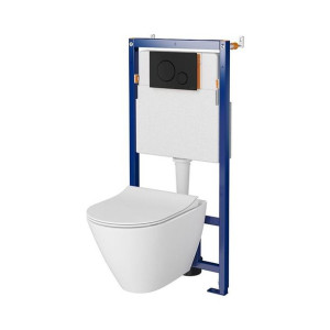 CERSANIT CITY B635 Miska wc+stelaż p/tynk.+deska w.opad. czarny S701-662