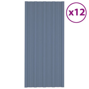 Panele dachowe, 12 szt., stal galwanizowana, szare, 100x45 cm