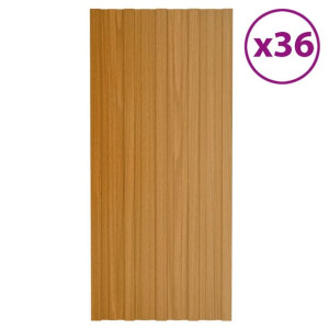 Panele dachowe, 36 szt., stal, kolor jasnego drewna, 100x45 cm