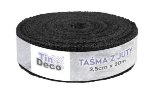 Dekoracyjna Taśma Z Juty 3.5 Cm X 20 M - Czarna