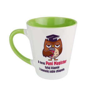 Kubek latte zielony dla świeżo upieczonej Pani Magister.