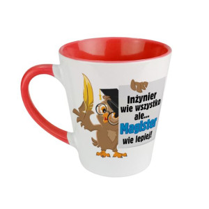 Kubek latte czerwony z okazji obrony magistra-PERSONALIZACJA.