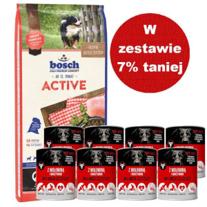 Bosch Active, drób (nowa receptura) 15kg + Mr.BIG kawałki w sosie z wołowin