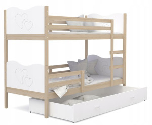 Łóżko piętrowe 160x80 sosna białe + materace MAX