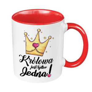 Kubek 330 ml "Królowa jest tylko jedna"-czerwony.